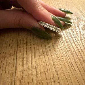 10k Solid White Gold Moissanite Eternity Band Size 8.5 fits like an 8